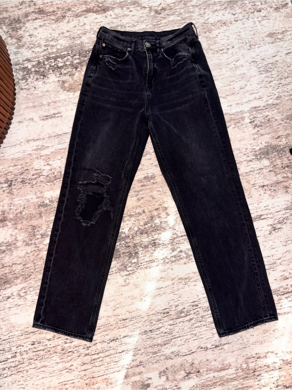 American Eagle Distressed Black Highest Rise 90’s Boyfriend Jean